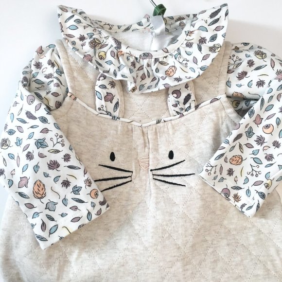 Dylan & Abby NEW Baby Girl 3 Piece Set Bunny Overalls Top Hat Size 6 to 9 Months - Picture 8 of 17